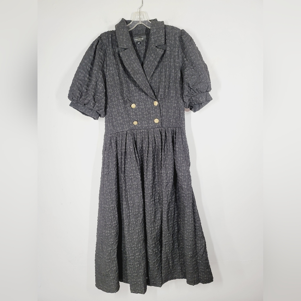 FREEMARKET Elegant Black Double-Breasted Women's Dress, Size Large